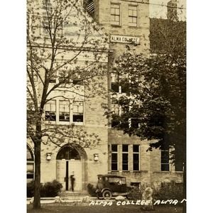 Vintage 1931 Ephemera Litho Postcard Souvenir Alma College Alma Michigan Auto